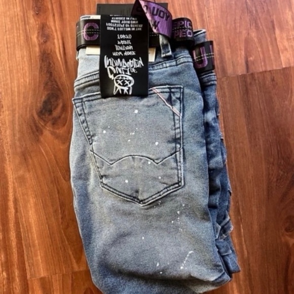 CULT OF INDIVIDUALITY Hipster Nomad Boot Belted Stretch Jeans NWT. 30x34 - Picture 2 of 4